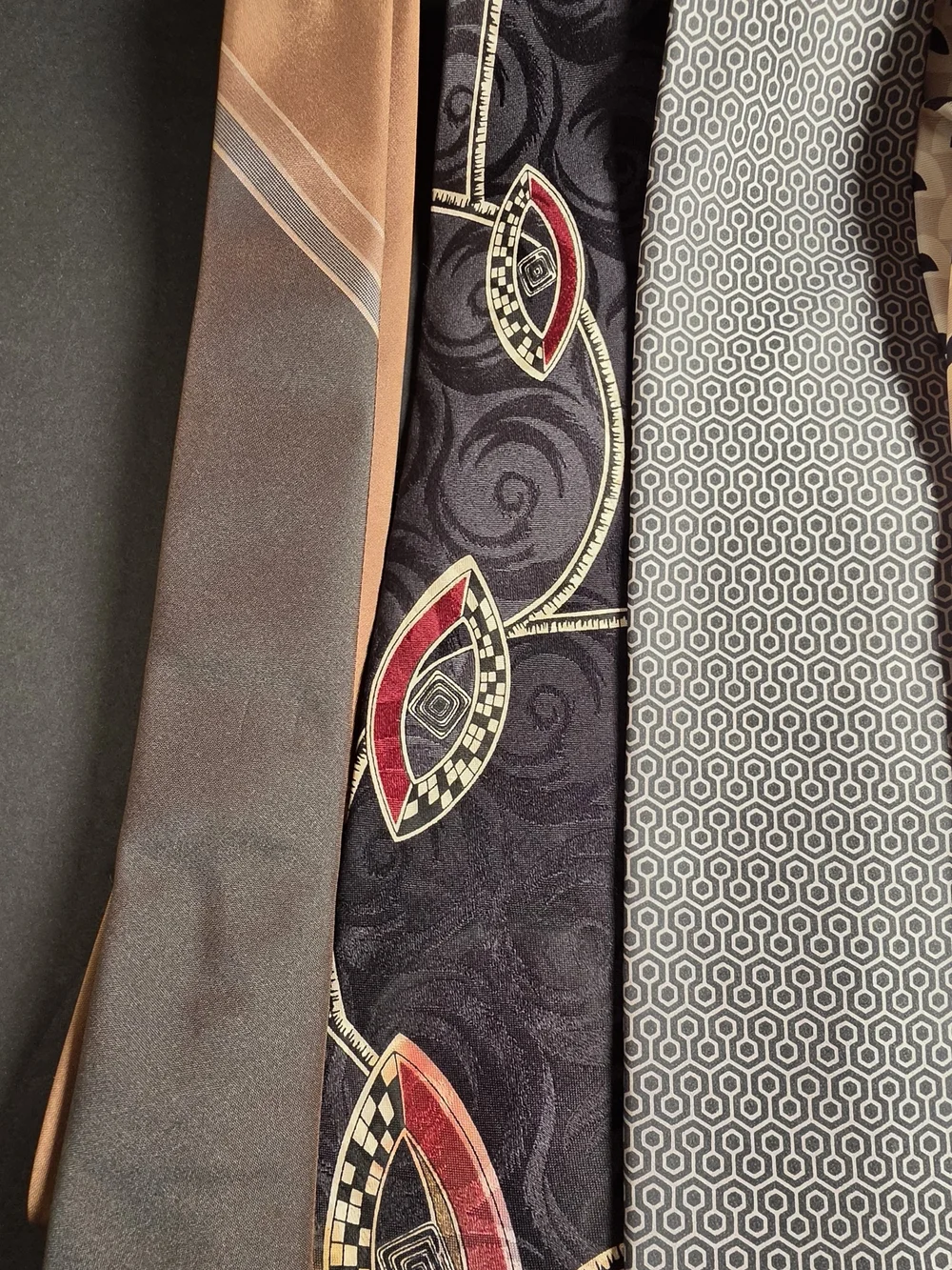 Men's Mixed Pattern Tie Set - Black, Navy, Brown, Cream